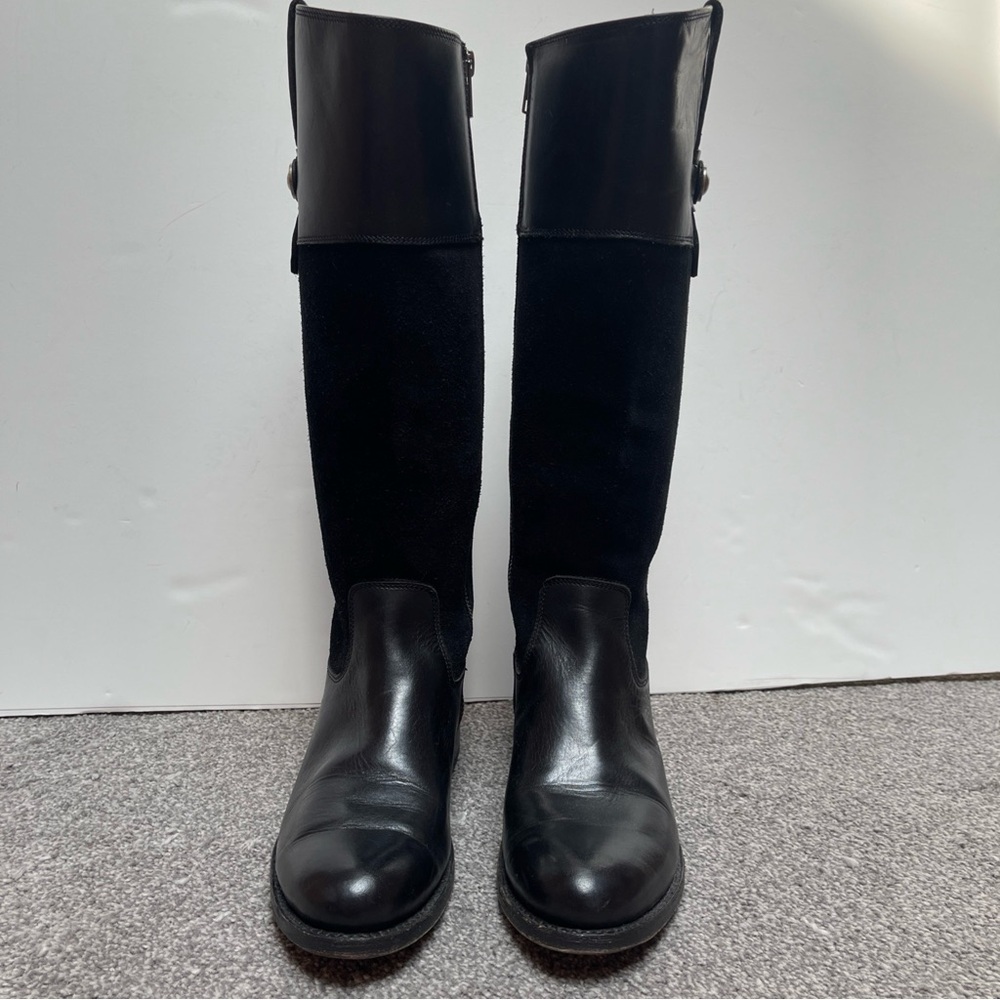 Frye Jayden Button Tall Black Leather/Suede Boots size 6.5B in EUC - Picture 3 of 16